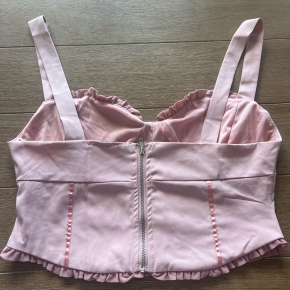 PacSun Pink Bow Cropped Shirt SMALL - Picture 2 of 4